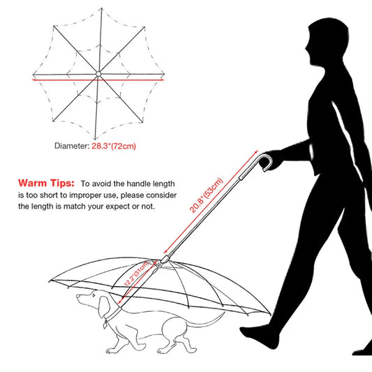 Transparent Pet Umbrella – Small Dog Raincoat with Leash Chain
