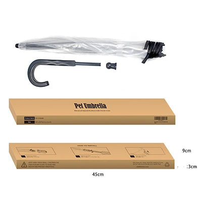 Transparent Pet Umbrella – Small Dog Raincoat with Leash Chain