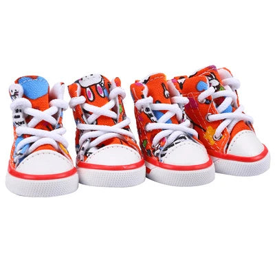 Sports Small Dog Sneakers – Skidproof Spring & Autumn Boots (4pcs Set)