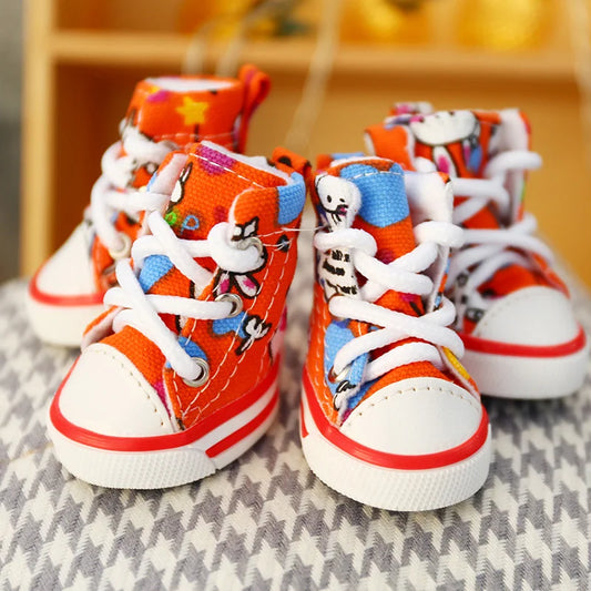 Sports Small Dog Sneakers – Skidproof Spring & Autumn Boots (4pcs Set)
