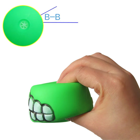 Funny Teeth Squeaky Dog Ball – Silicone Chew Toy for Dogs & Cats