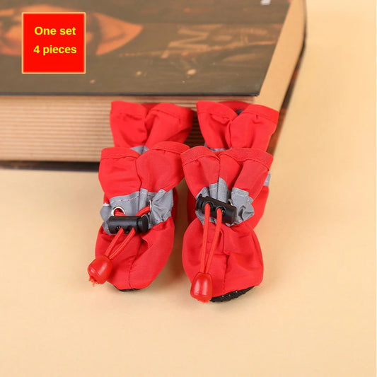 Water-Resistant Dog Shoes – 4pcs Rain Boots for Small Dogs