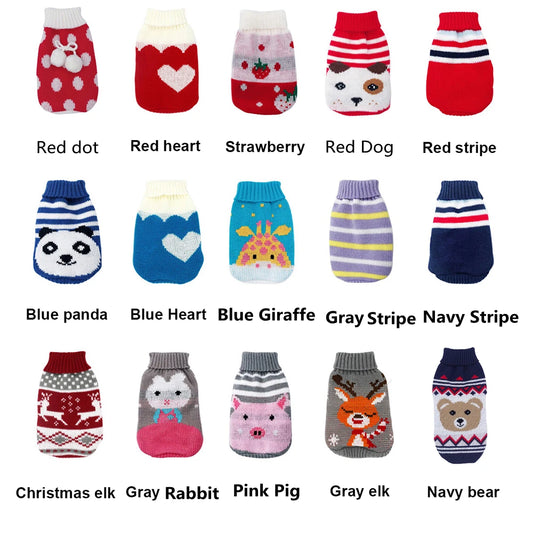 Warm Winter Dog Coat – Cartoon Sweater for Small Dogs and Cats