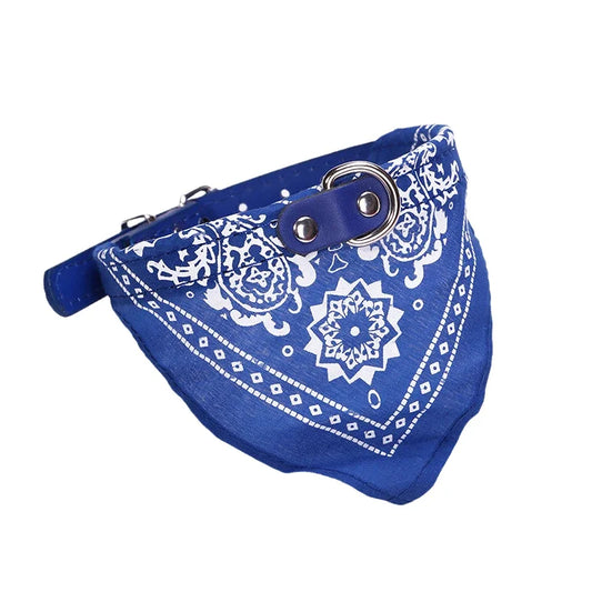 PU Cat & Dog Collar with Scarf – Adjustable for Small to Medium Dogs