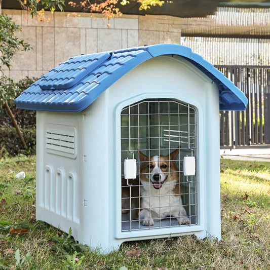 Outdoor Large Plastic Dog House – Water-Resistant with Adjustable Skylight