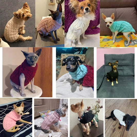 Turtleneck Dog Sweater – Winter Warm Vest for Small & Medium Pets