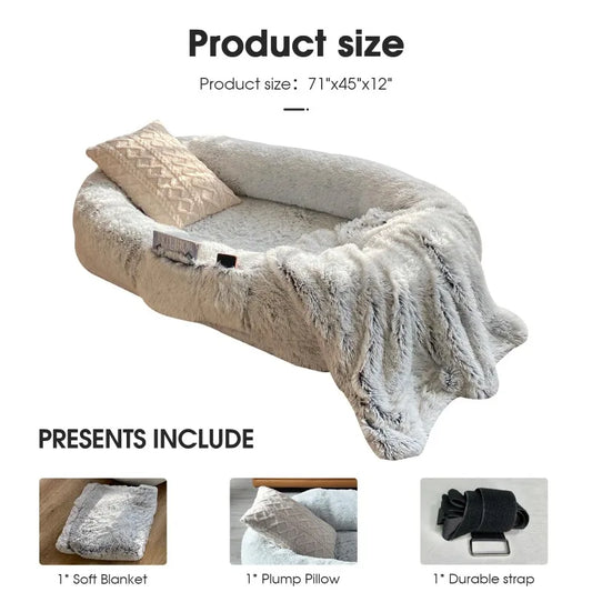 Human Dog Bed – Oversized Faux Fur Napping Bed for You & Your Pet