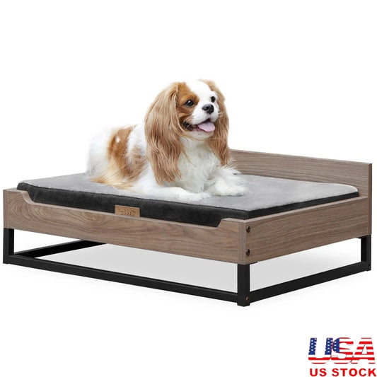 Wooden Dog Bed – Orthopedic Foam with Cool Gel Comfort