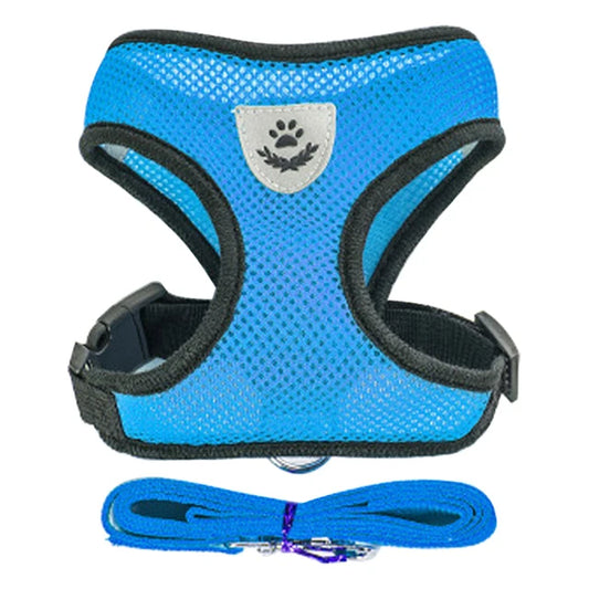 Adjustable Dog Harness & Leash Set – Breathable Vest for Small Dogs and Cats