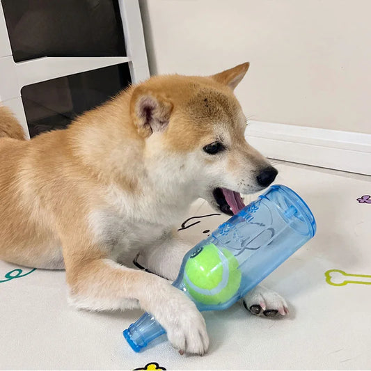 Beer Bottle Dog Chew Toy – Bite-Resistant Squeaky Toy with Tennis Ball Core