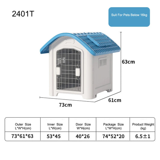 Outdoor Large Plastic Dog House – Water-Resistant with Adjustable Skylight