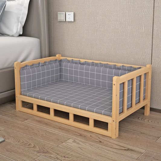 Solid Wood Pet Bed – Polished Kennel Nest for Dogs & Cats