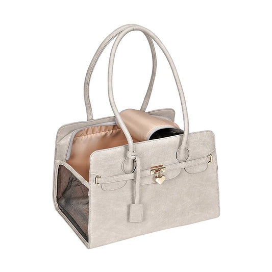 Luxury PU Leather Pet Carrier – Fashionable Travel Handbag for Small Dogs & Cats