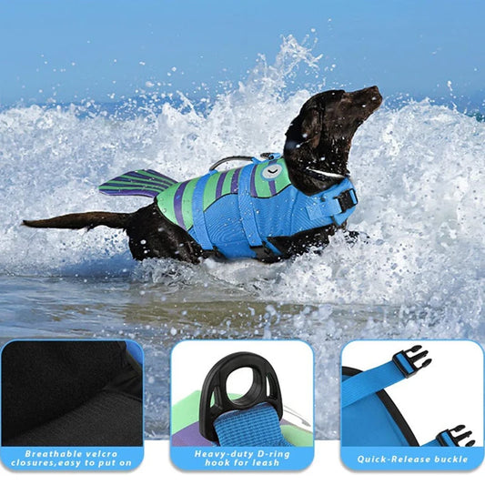 Enhanced Buoyancy Dog Life Jacket – Safety Vest with Handle for All Sizes