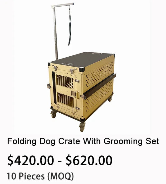 Large Aluminum Dog Crate – 40" Portable Folding Travel Kennel