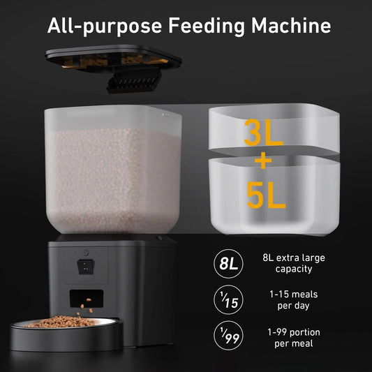 Smart Pet Feeder with Camera – 8L Automatic Dispenser & 1080p Video