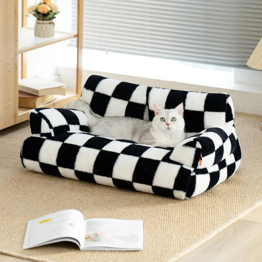 Mewoofun Pet Couch Bed – Fluffy Washable Sofa for Cats & Small Dogs