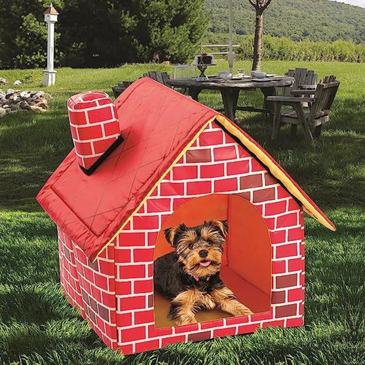 Foldable Brick-Style Pet Kennel – Warm & Portable Bed for Small Dogs & Cats