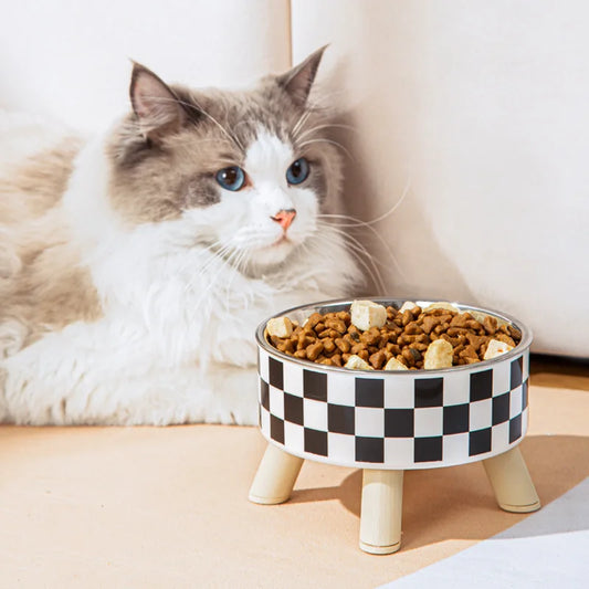 High-Footed Pet Bowl – Anti-Knock Plastic Food Bowl for Dogs & Cats