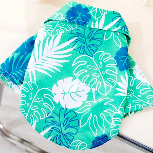 Summer Hawaiian Dog Shirt – Fashionable Beach Vest with Coconut Print