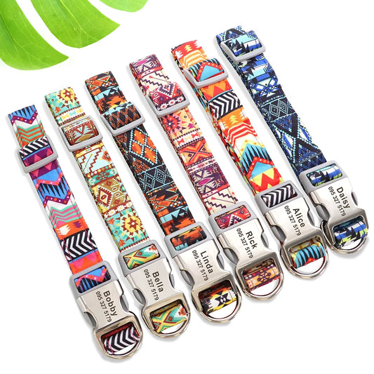 Adjustable Nylon Dog Collar – Personalized ID Collar with Engraved Name