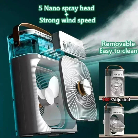 3-in-1 Mini Air Cooler – Fan, Humidifier & Night Light