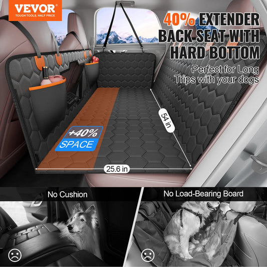 SucceBuy Back Seat Extender Dog Car Seat Bed – Hammock Support with Mesh Window & Storage Pocket
