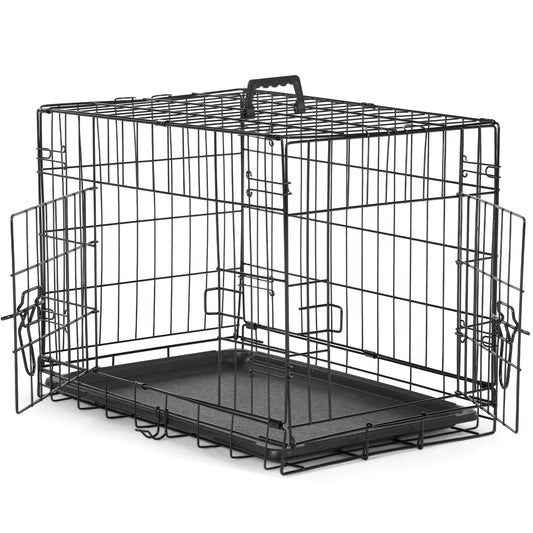 JHK Double Door Metal Dog Cage – XL Folding Kennel with Leak-Proof Tray