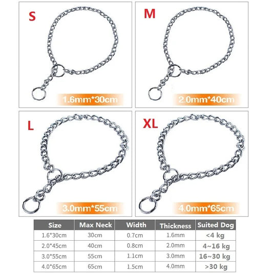 Stainless Steel Slip Chain Collar – Adjustable for All Dog Sizes
