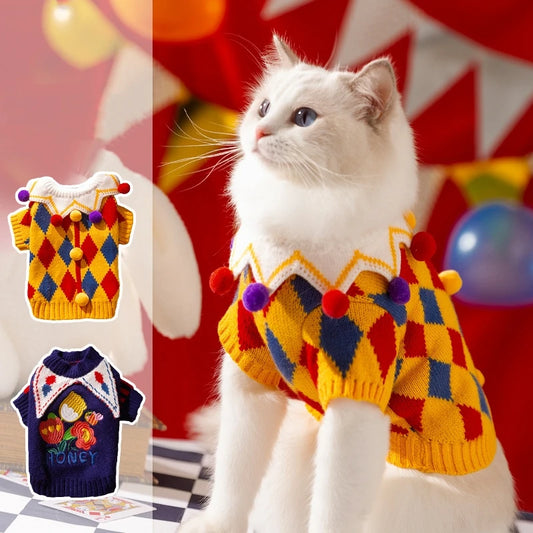 Cute Pet Sweater & Hat Set – Warm Winter Clothes for Dogs & Cats