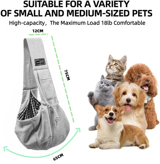 CozyTote Pet Sling Bag – Cotton Crossbody Carrier for Cats & Small Dogs