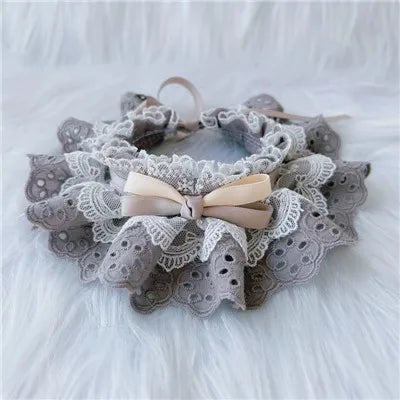 Adjustable Bowtie Lace Collar – Neckerchief Bandana for Pets