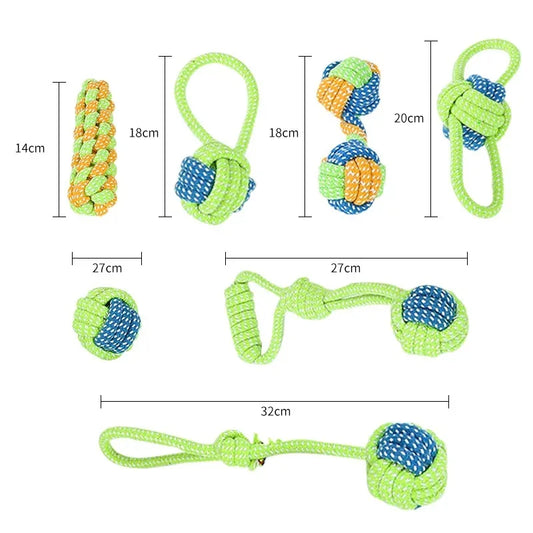 Cotton Rope Dog Toy Set – Interactive Chew Toys for Puppies & Small Dogs