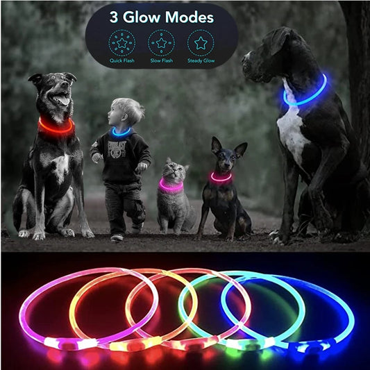 Luminous LED Dog Collar – Rechargeable Glowing Safety Necklace