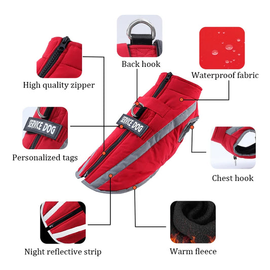 Personalized Waterproof Winter Dog Jacket – Warm Fleece Coat for All Sizes