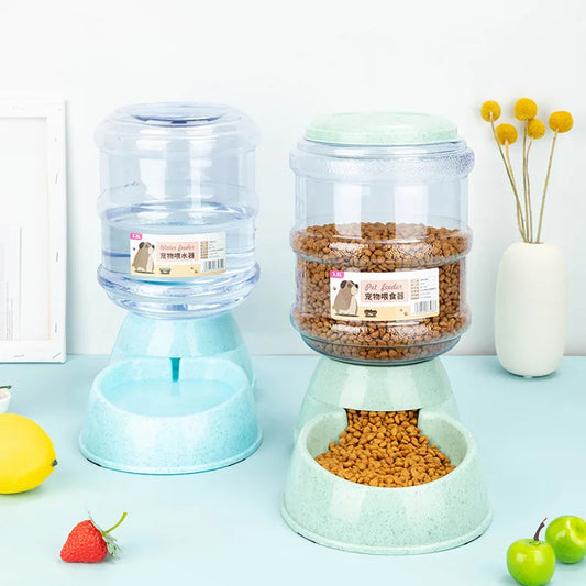Large Capacity Pet Feeder Bowl – Automatic Water & Food Dispenser