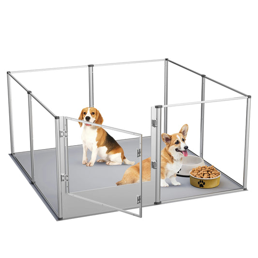 Acrylic Dog Playpen – Clear Whelping Pen with Waterproof Pad for Puppies & Cats
