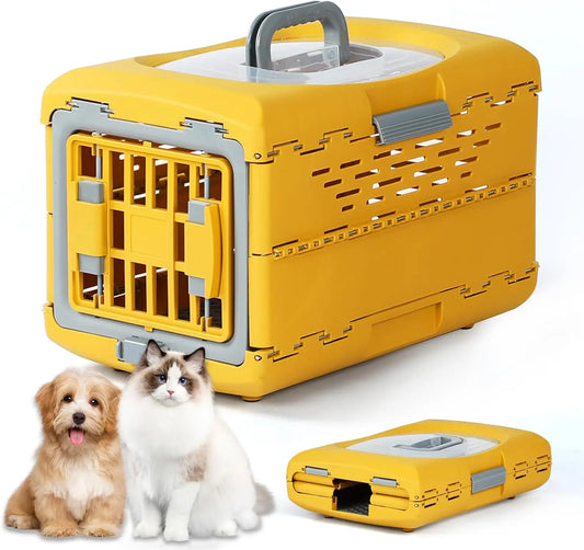 Portable Plastic Pet Carrier – Foldable Dog & Cat Travel Crate