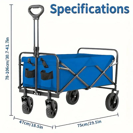 Foldable Utility Wagon Cart – Heavy Duty Portable Cart for Shopping & Outdoor Use