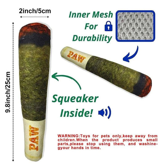 Dog Cigar Plush Toy – Squeaky Chew Toy for Small Dogs
