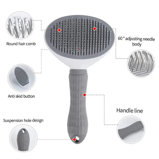 Pet Hair Brush – Stainless Steel Grooming Comb for Cats & Dogs