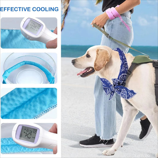 Summer Pet Cooling Scarf – Breathable Ice Collar with Cartoon Design