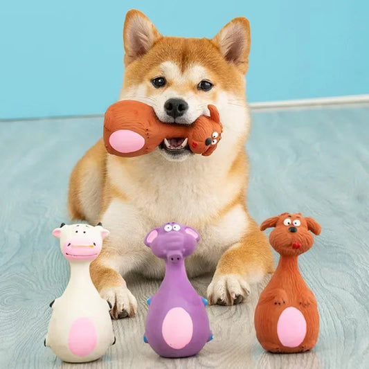 Latex Squeaky Animal Dog Toy – Elephant & Cow Rubber Chew Toys