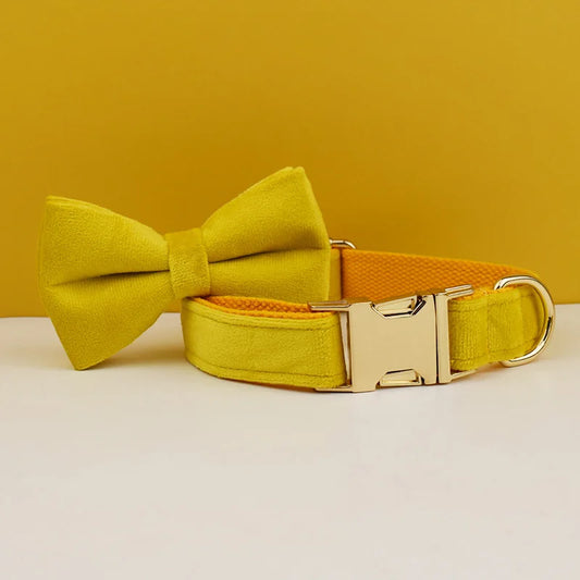 Luxury Personalized Dog Collar & Leash Set – Custom Logo & Detachable Bow Tie