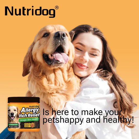 Dog Allergy & Itch Relief Supplement – 90 Chews with Omega-3, Vitamin C & Probiotics
