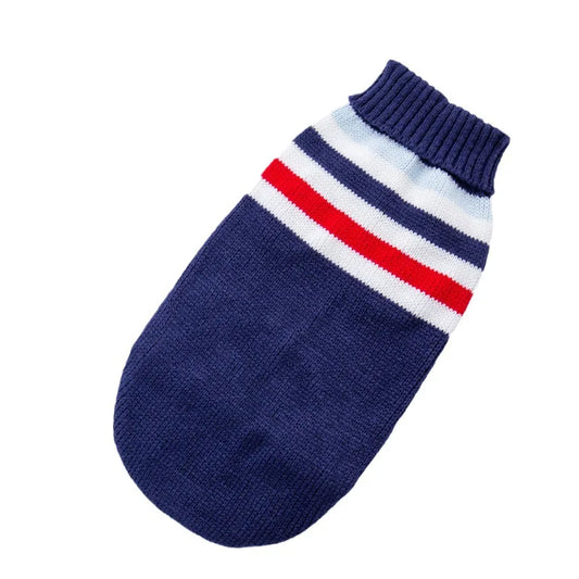 Winter Knit Dog Sweater – Striped Christmas Pullover for Medium & Large Dogs