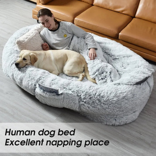 Human Dog Bed – Oversized Faux Fur Napping Bed for You & Your Pet
