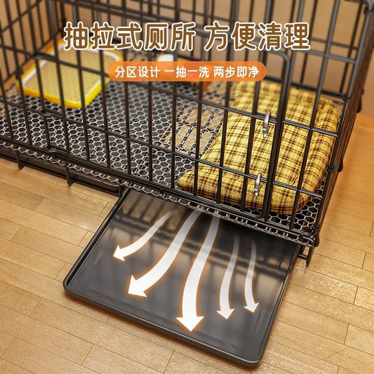 Indoor Folding Dog Cage – Pet Kennel with Toilet for Small & Medium Dogs