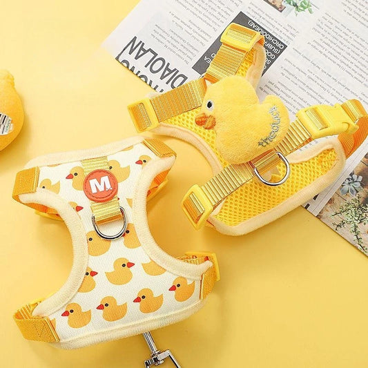Cartoon Duck Dog Harness and Leash Set – Adjustable Puppy Collar Strap