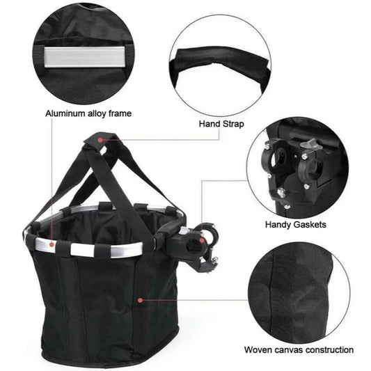 Bicycle Front Basket & Pet Carrier – 2-in-1 Detachable Handlebar Bag